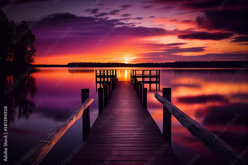 sunset on the pier made with generative ai