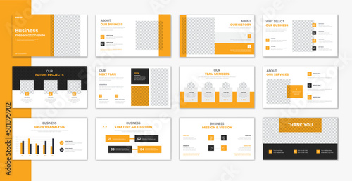 Modern corporate presentation design template with colorful shapes vector for business