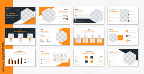 Modern corporate presentation design template with colorful shapes vector for business