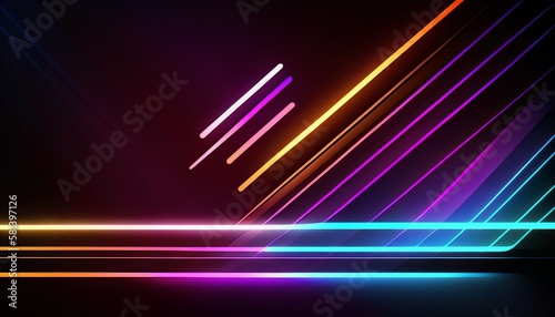 Abstract neon background. Futuristic blue and pink glowing lines 