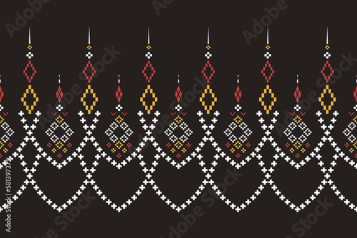 Cross stitch colorful geometric traditional ethnic pattern Ikat seamless pattern abstract design for fabric print cloth dress carpet curtains and sarong Aztec African Indian Indonesian 