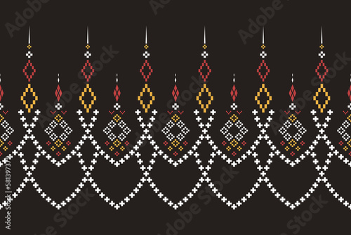 Cross stitch colorful geometric traditional ethnic pattern Ikat seamless pattern abstract design for fabric print cloth dress carpet curtains and sarong Aztec African Indian Indonesian 