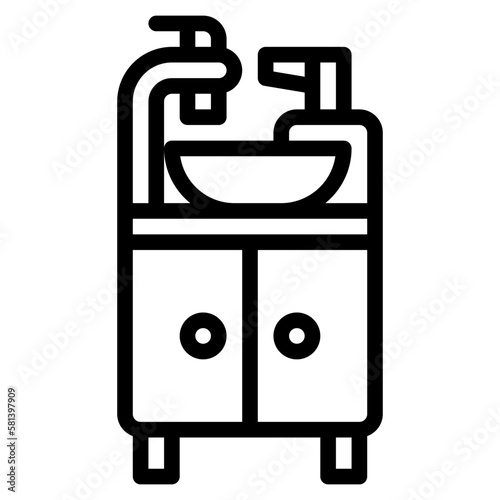 wash basin line icon style