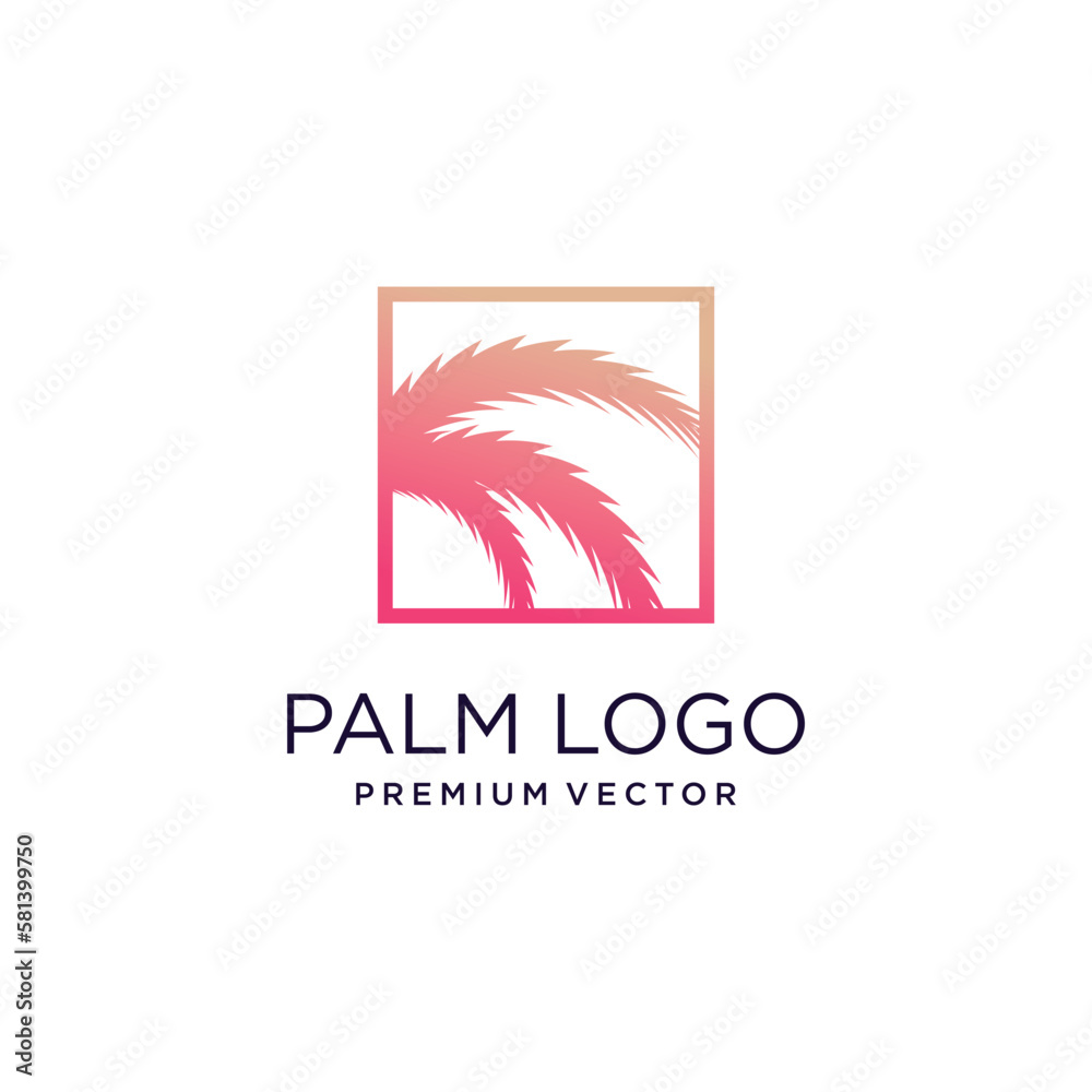 Palm tree logo design with simple and creative Premium Vector Palm tree logo design with simple and creative Premium Vector