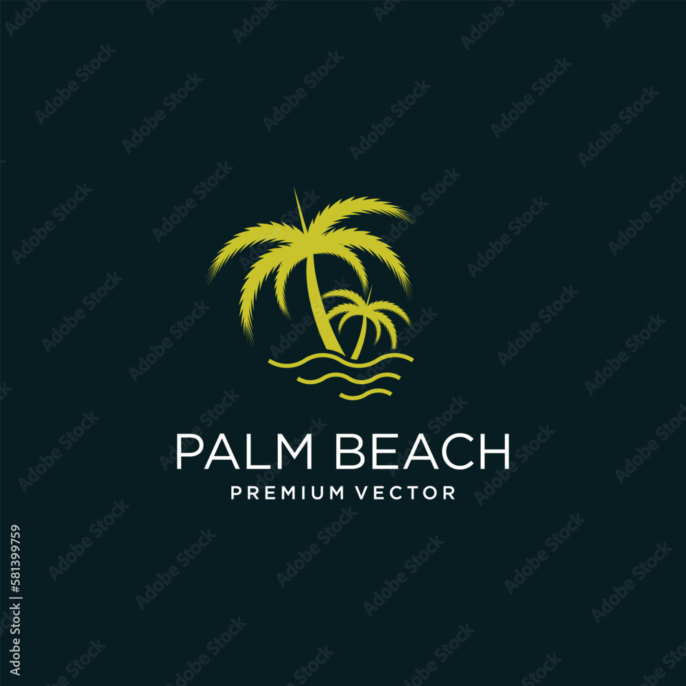 Palm tree logo design with simple and creative Premium Vector
