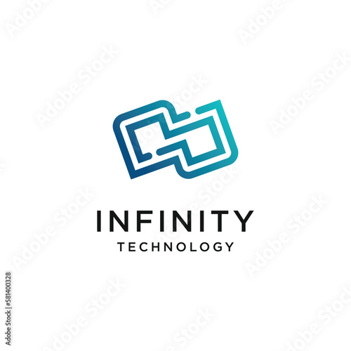 Infinity tech logo idea with modern unique concept premium vector