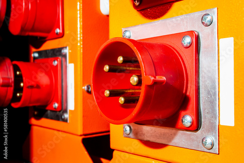 Mini electrical transfer box outlet. 3 phase technical electrical outlet photo