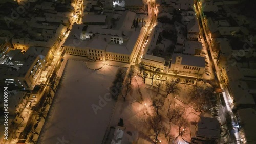 Wallpaper Mural drone footage of view of the city at night with mountain in background Torontodigital.ca