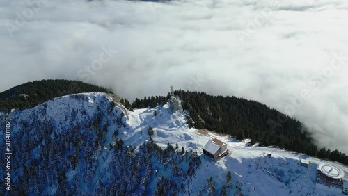 Wallpaper Mural drone footage of sky mountain full of snow and people skiing  Torontodigital.ca
