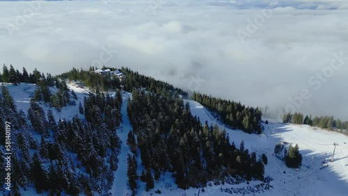 Wallpaper Mural drone footage of sky mountain full of snow and people skiing  Torontodigital.ca
