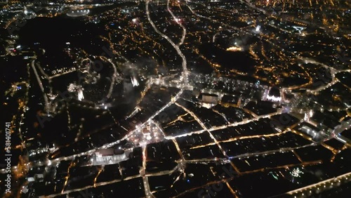 Wallpaper Mural drone footage of fireworks in the night over city view Torontodigital.ca