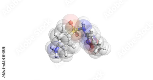 
Sulfamethoxazole antibiotic, 3D molecule 4K  photo