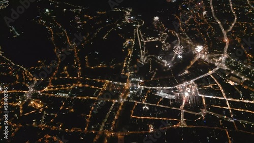 Wallpaper Mural drone footage of fireworks in the night over city view Torontodigital.ca