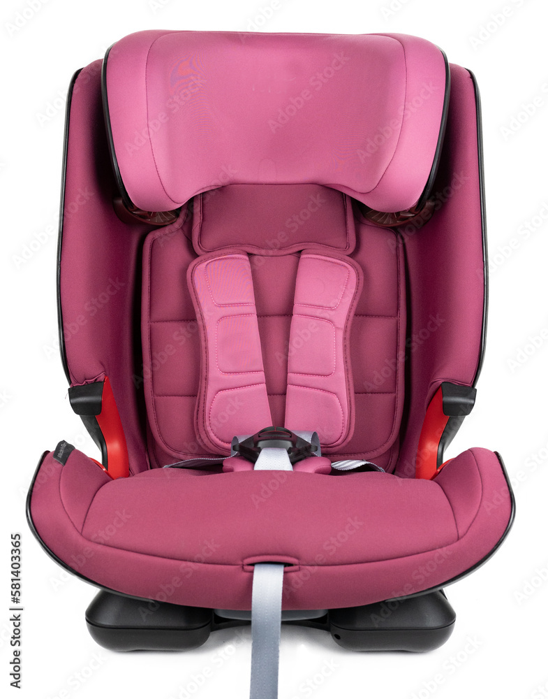 Naklejka premium CHILDREN'S CAR SEAT, BABY CAR SEAT, GEIGE COLOUR, BLACK COLOUR, PINK COLOUR, CAR SEAT, ISOLATED