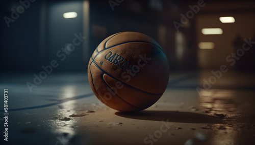 Basketball in a arena in background , Generate Ai