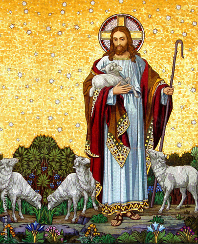 Bilde på lerret the good shepherd mosaic Jesus good shepherd icon