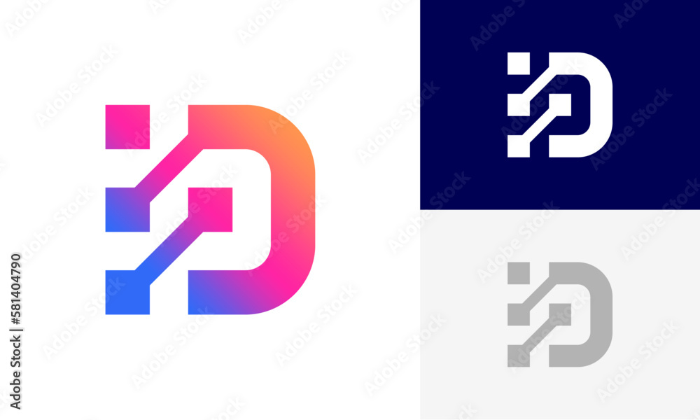 letter D initial technology logo design vector letter D initial technology logo design vector