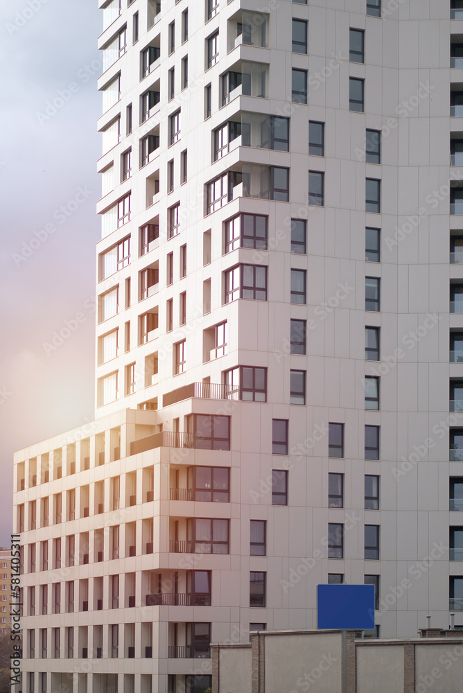 Poland, Europe - March 2023: Residential building with luxury apartments in the centre of the city.