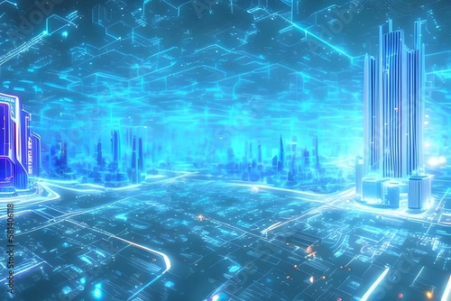 digital smart city data network concept art