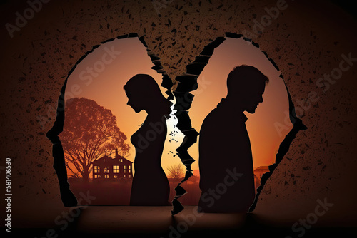 Divorce and psychological problems stress due to parting with loved one AI generated art