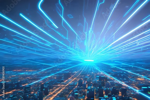 digital smart city data network concept art - generative AI