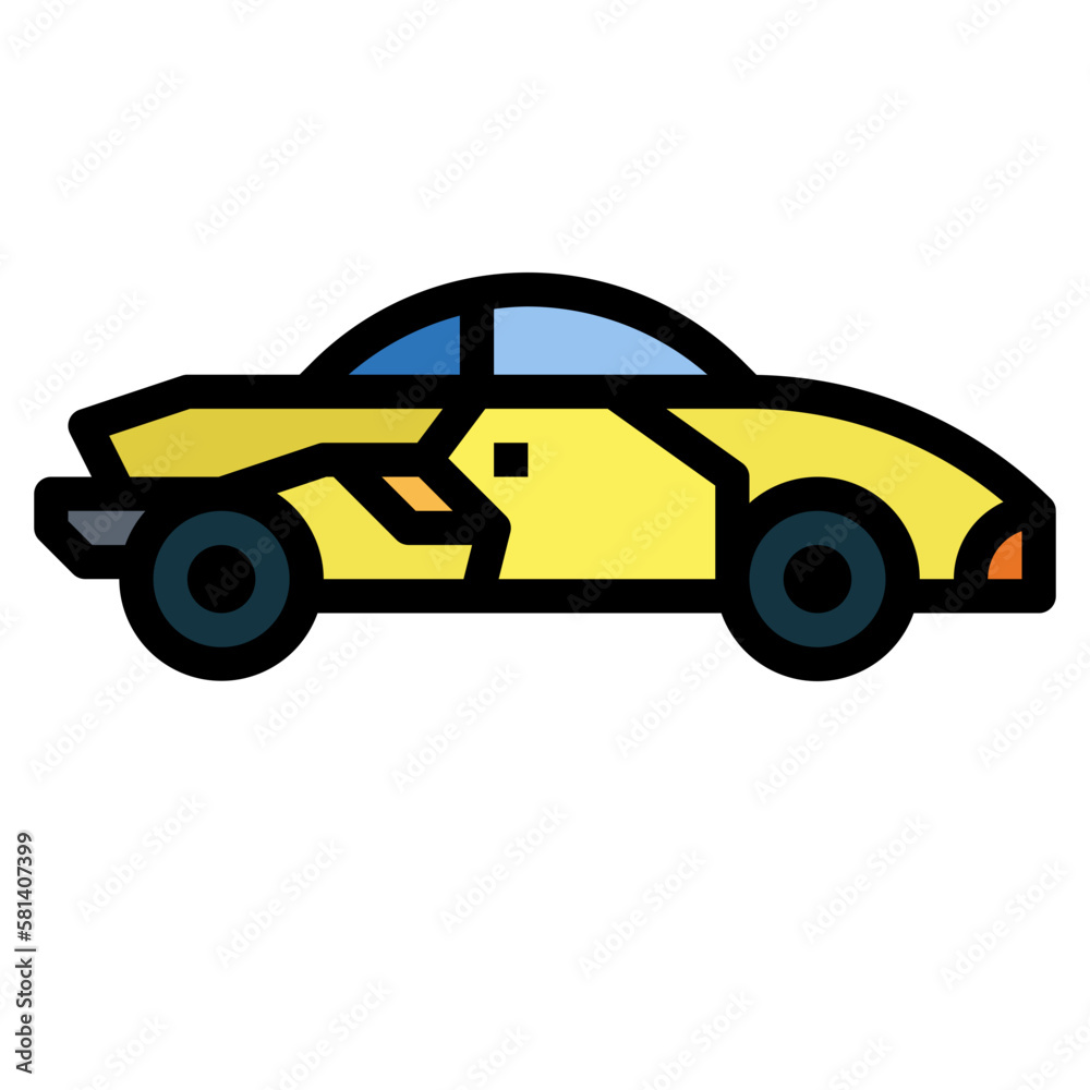 sports car filled outline icon style