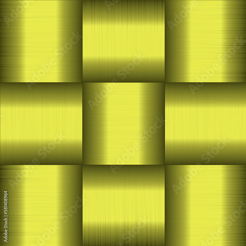 bulging yellow green gradient metallic squares in weaved pattern. playful and artistic shiny bright web backdrop image. background and pattern concept. 