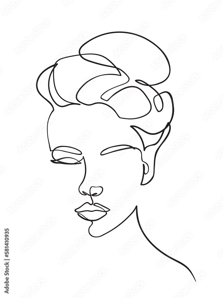 Female Face Continuous Line Drawing. Good for Prints, T-shirt, Banners, Slogan Design Modern Graphics Style