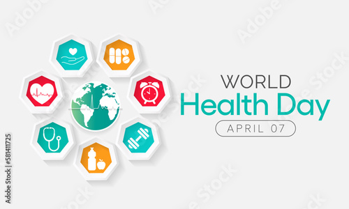 World Health day is observed every year on April 7, to raise awareness about the overall health and well-being of people across the globe. Vector illustration