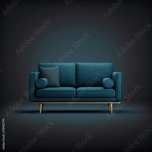 Minimalist illustration of a single sofa ,made with Generative AI