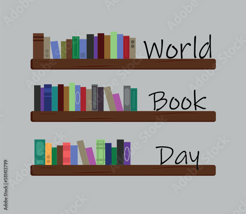vector illustration of horizontal banner of bookshelves with books for bookstore background or wallpaper