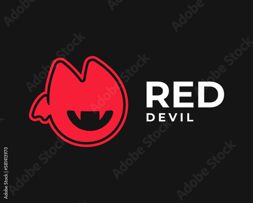 Ghost Spooky Red Devil Demon Evil Boo Fear Creepy Fun Head Face Mascot Character Vector Logo Design