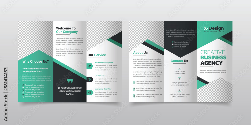 Company profile brochure design template, Professional business trifold brochure