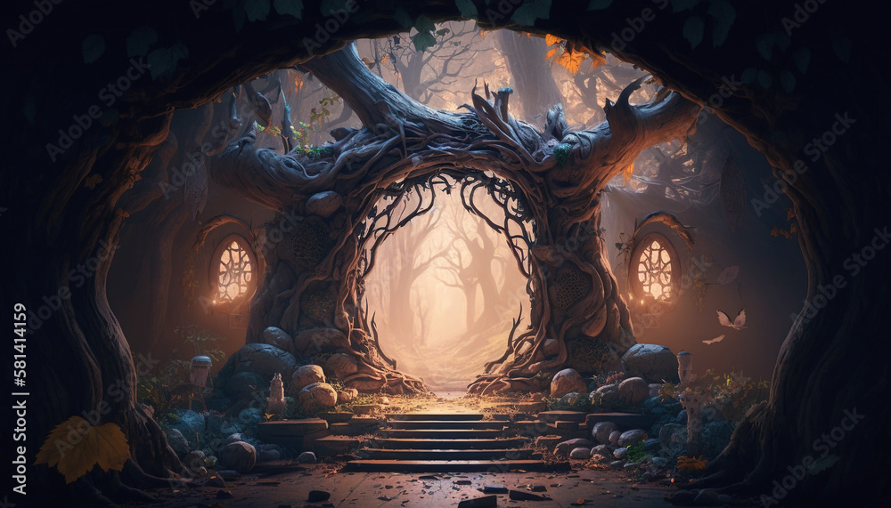 magical forest that serves portal. Generative AI