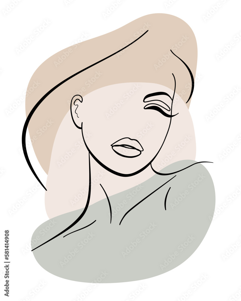 Obraz premium Trendy fashion lineart portrait of a woman