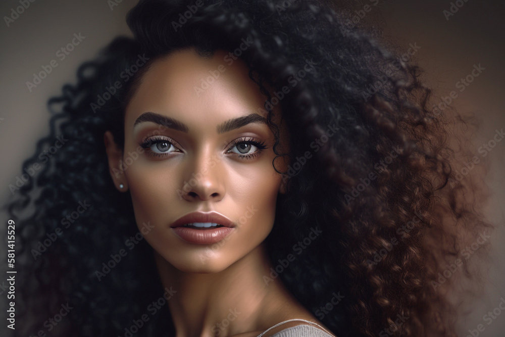 Portrait of beautiful African American woman looking at the camera.AI Generative Portrait of beautiful African American woman looking at the camera.AI Generative