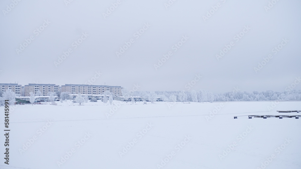 Beautiful landscape in snowy Swedish winter Beautiful landscape in snowy Swedish winter