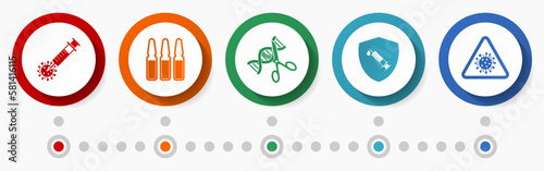 Vaccine vector icon set, medical concept flat design buttons, vaccination infographic template