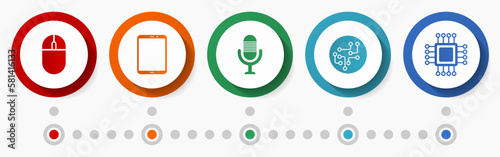 Computer vector icons, technology flat design web button set, colorful infographic template