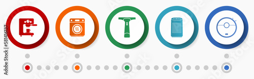 Home appliances concept vector icon set, flat design web buttons, colorful infographic template