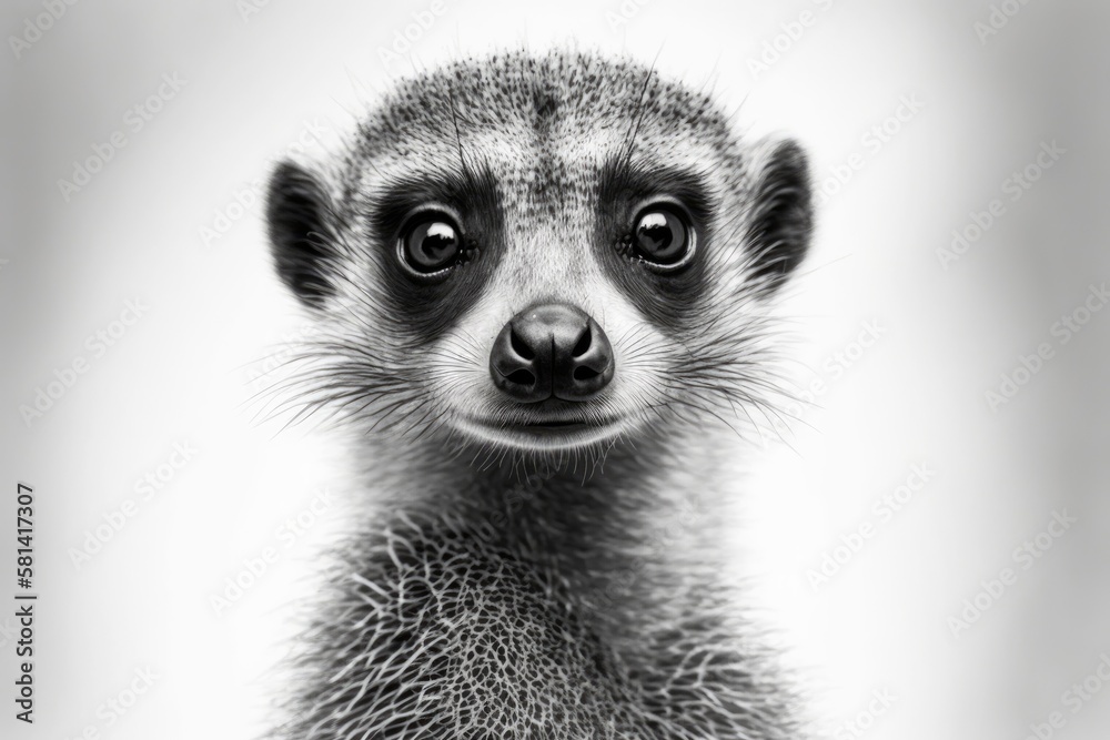Fototapeta premium A Meerkat Portrait on a White Background. Generative AI