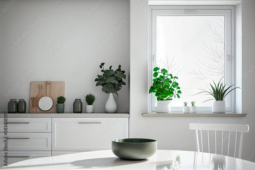 A minimalist kitchen with white cabinets