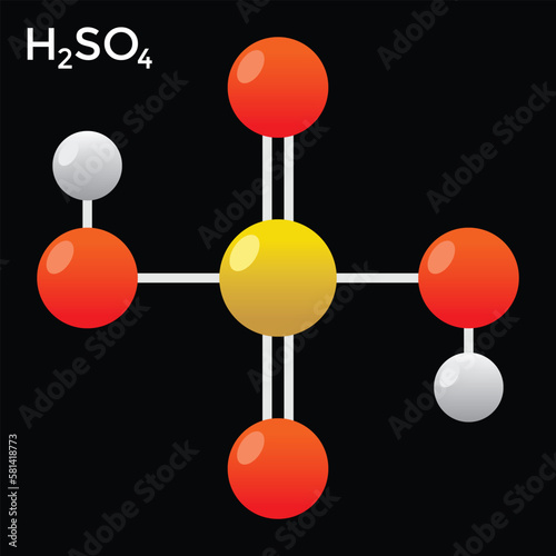 sulfuric acid molecule, chemistry, vector illustration 