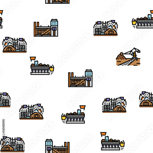 steel production industry metal vector seamless pattern