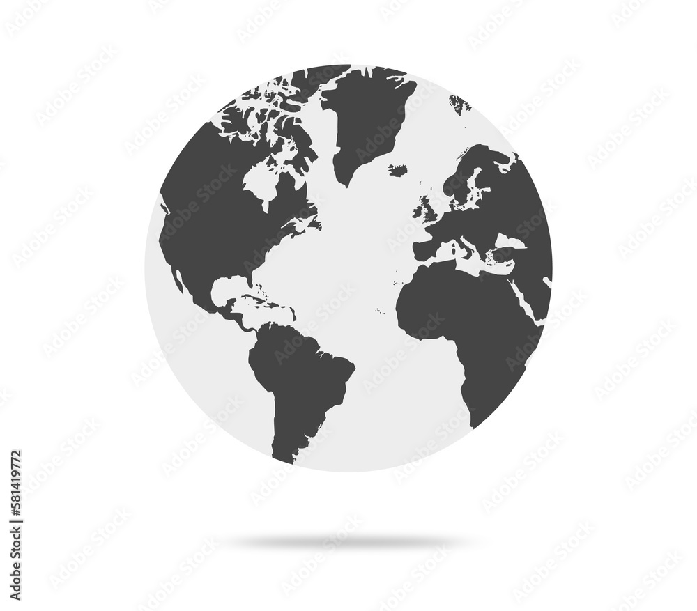 Fototapeta premium Earth globe with white and dark color illustration. world globe. World map in globe shape. Earth globes Flat style.