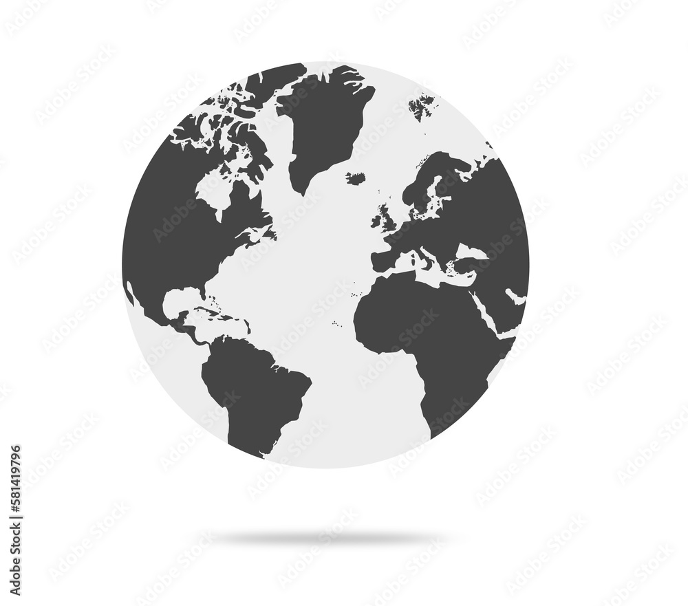 Earth globe with white and dark color illustration. world globe. World map in globe shape. Earth globes Flat style.