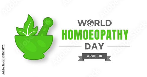 World Homoeopathy Day background for banner design template with green color