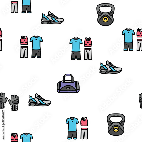 fitness sport gym healthy vector seamless pattern photo