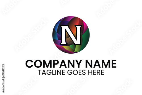 N Mosaic Logo , N Letter Logo, N Logo, Creative Logo, Artsy Style Logo, Colorful Logo, Abstract Logo, brand, illustration ,vector photo