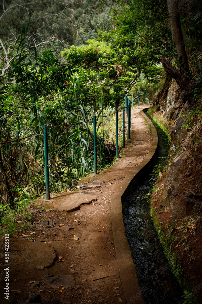 Tourist trail - Levada on Madeira island, Portugal. Tourist trail - Levada on Madeira island, Portugal.